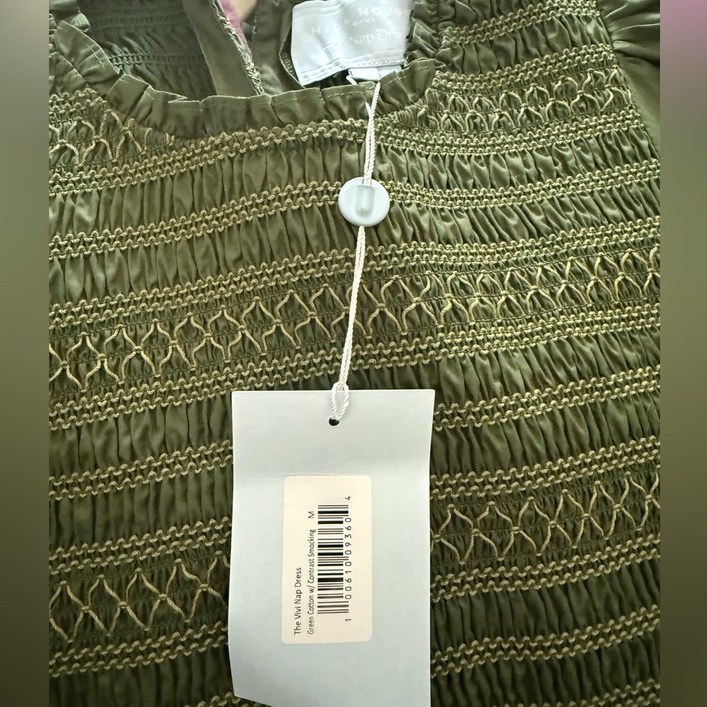 Hill House Olive Green Smocked Mini Dress - Picture 3 of 4